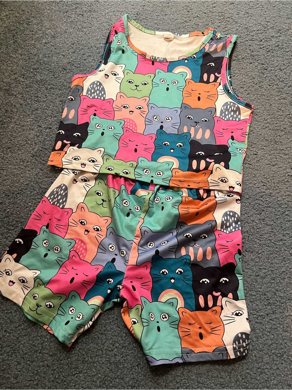 Kids 4T Sleeveless Cat Print Pajama set, like new condition